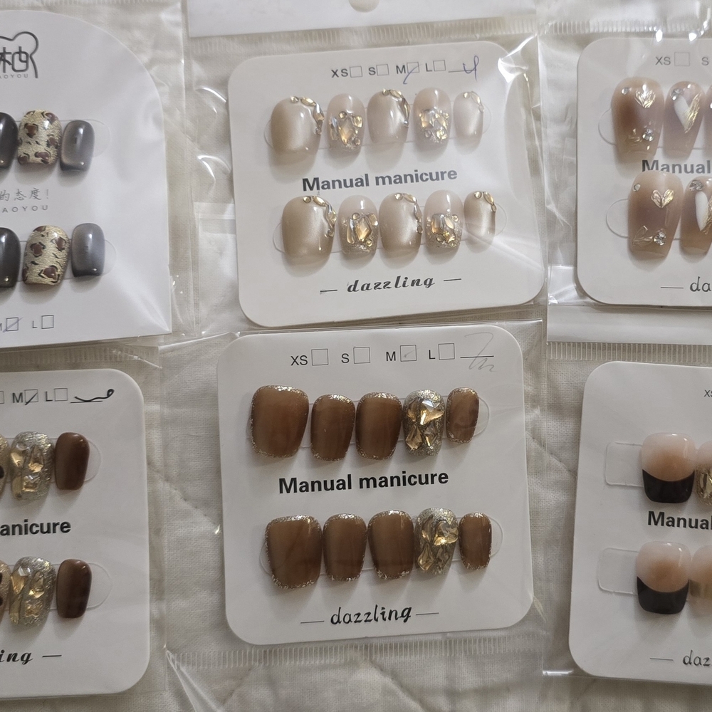 Brown and Gold Press-On Nails BUNDLE